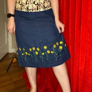 Vintage denim flower skirt